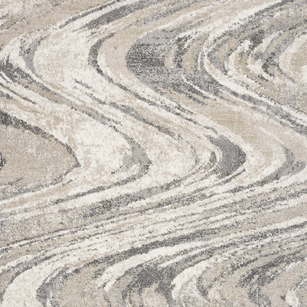 9' X 13' Gray And Tan Abstract Area Rug