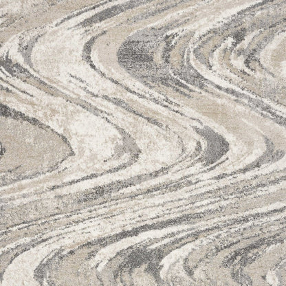 7' X 9' Gray And Tan Abstract Area Rug
