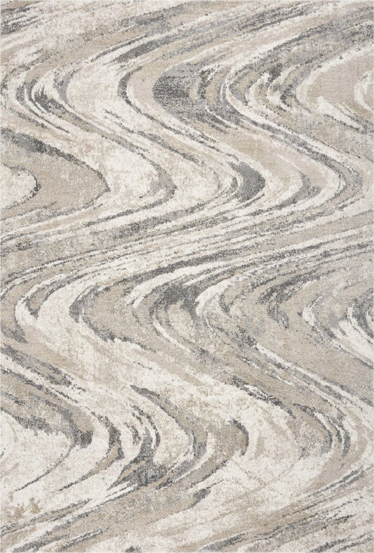 7' X 9' Gray And Tan Abstract Area Rug