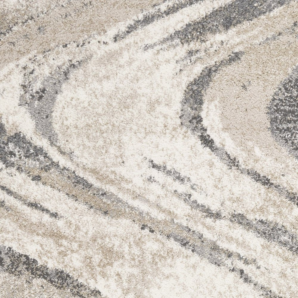 7' X 9' Gray And Tan Abstract Area Rug