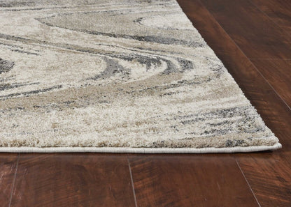 7' X 9' Gray And Tan Abstract Area Rug
