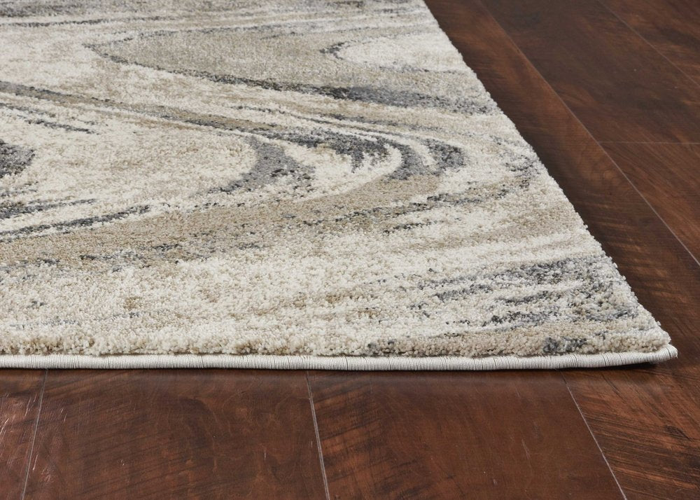 9' X 13' Gray And Tan Abstract Area Rug