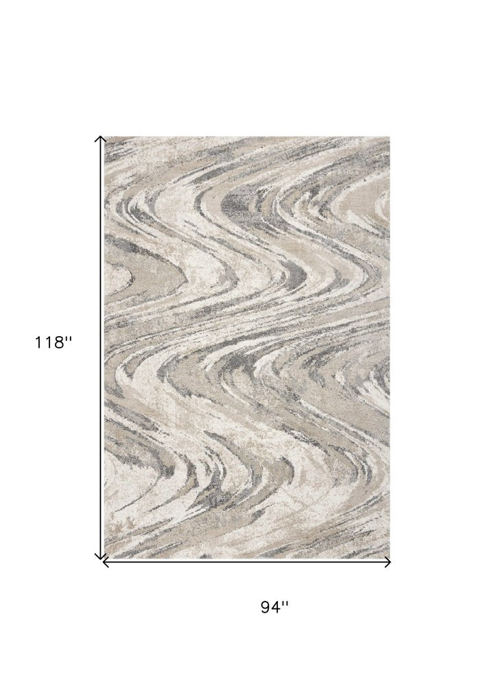 9' X 13' Gray And Tan Abstract Area Rug