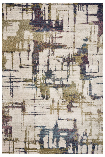 8' X 10' Ivory Machine Woven Abstract Brushstrokes Indoor Area Rug