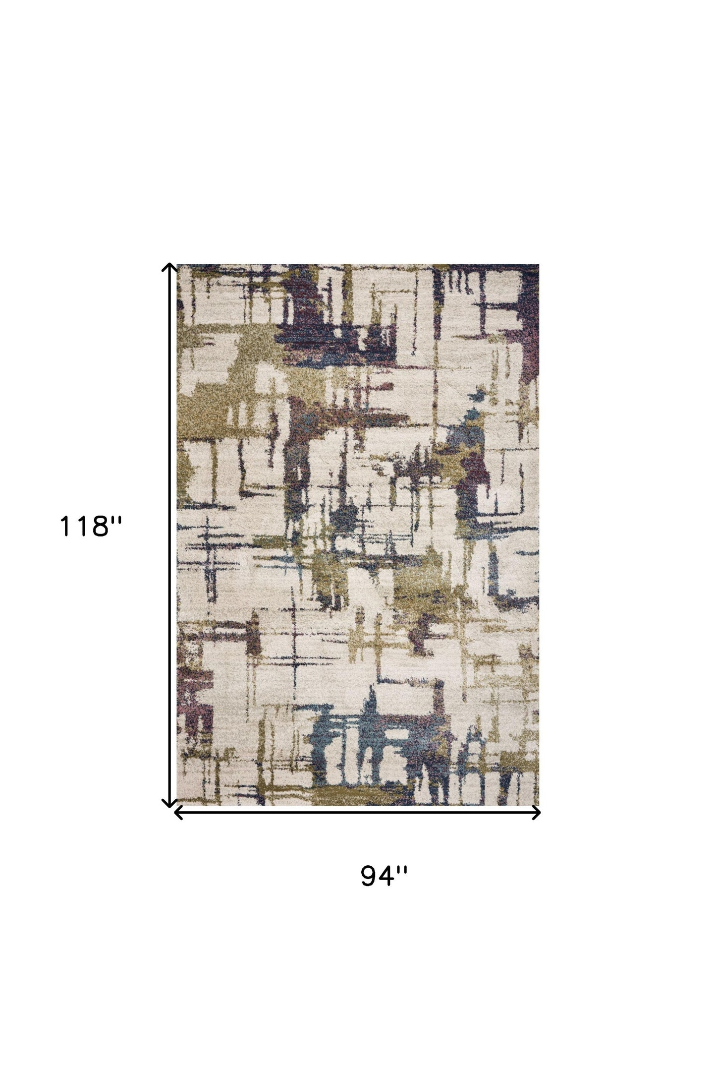 8' X 10' Ivory Machine Woven Abstract Brushstrokes Indoor Area Rug