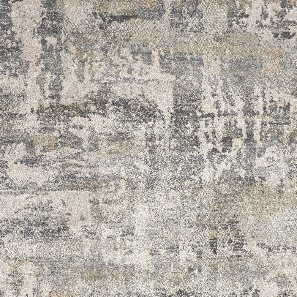 9' X 13' Gray And Tan Abstract Area Rug