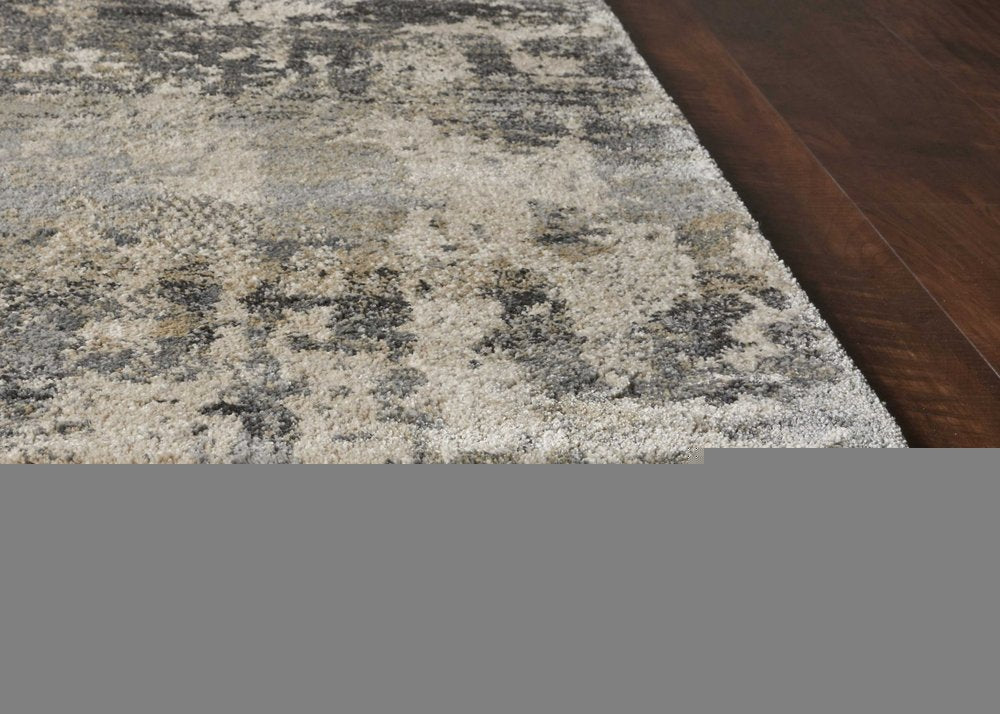 7' X 9' Gray And Tan Abstract Area Rug