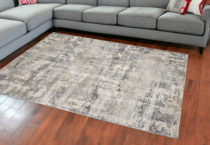 5' X 8' Natural Abstract Brushstrokes Indoor Area Rug