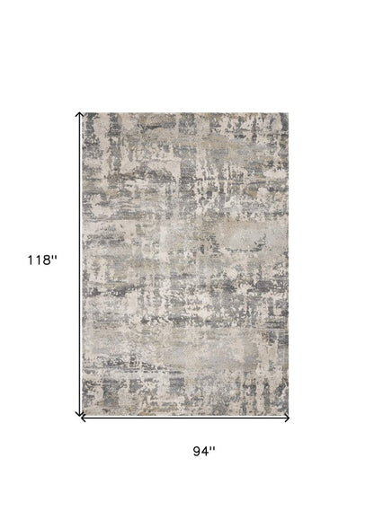 9' X 13' Gray And Tan Abstract Area Rug
