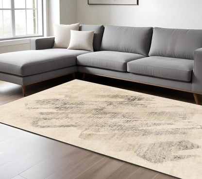 9' X 13' Ivory And Gray Abstract Area Rug