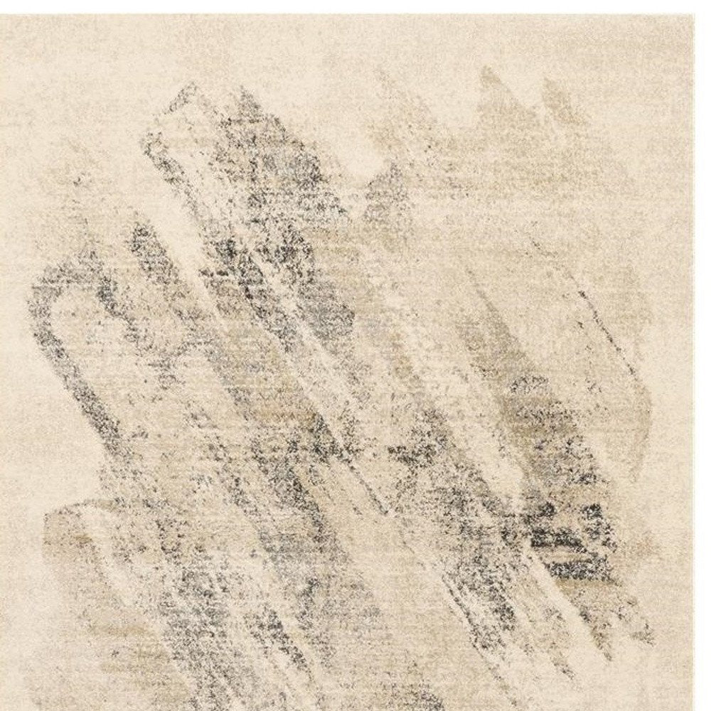 9' X 13' Ivory And Gray Abstract Area Rug