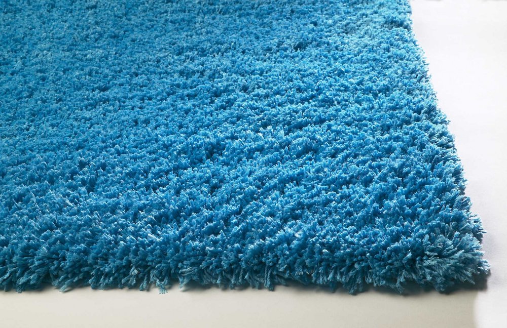 5' X 7' Blue Shag Hand Woven Area Rug