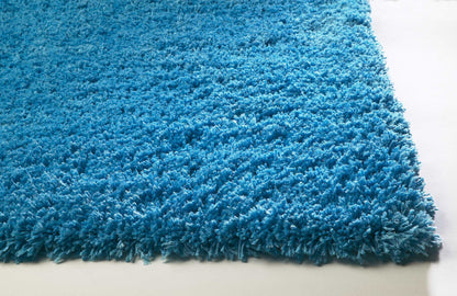 5' X 7' Blue Shag Hand Woven Area Rug