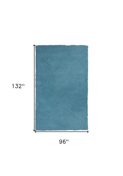 5' X 7' Blue Shag Hand Woven Area Rug