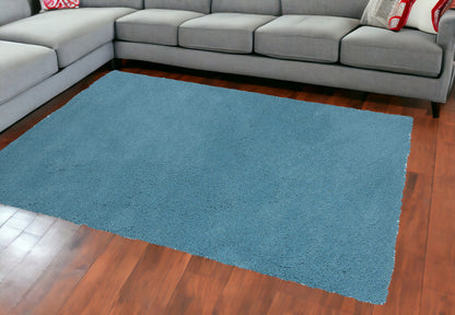 8' Round  Polyester Highlighter Blue Area Rug