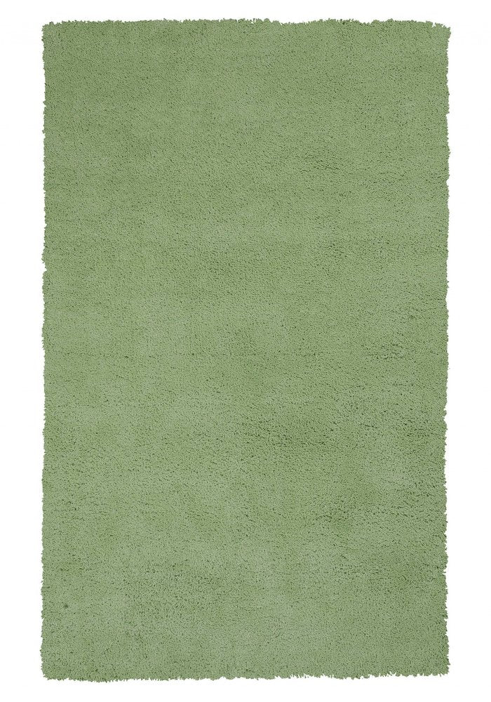 5' X 7' Green Shag Hand Woven Area Rug
