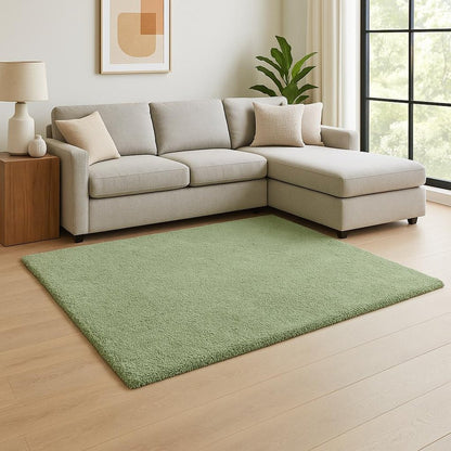 2' X 4' Green Shag Hand Woven Area Rug