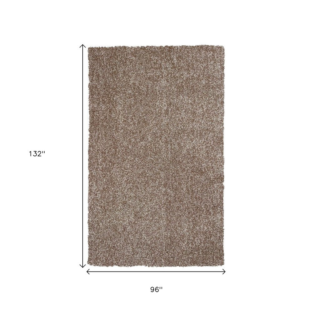 8' X 10' Beige And Brown Abstract Shag Hand Woven Area Rug