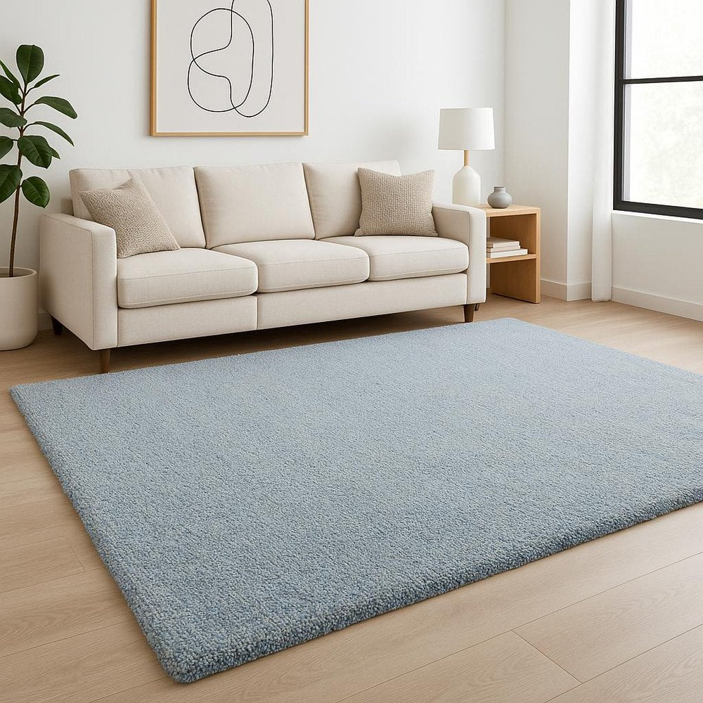 9' X 13' Blue Hand Woven Area Rug