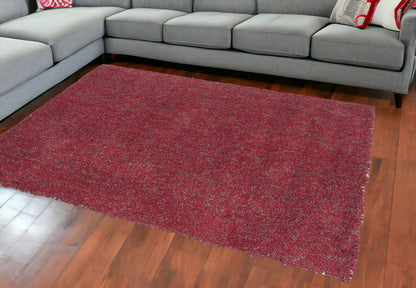 8' Round  Polyester Red Heather Area Rug