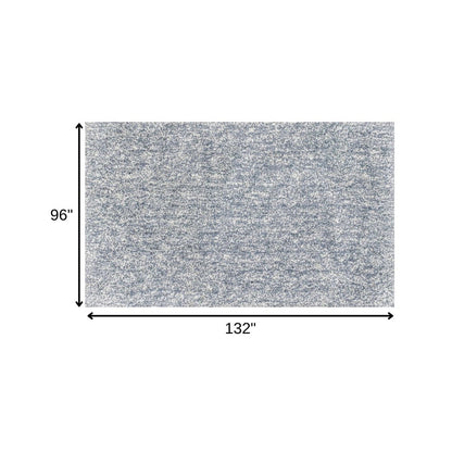 8' Slate Blue And Ivory Abstract Hand Woven Round Rug