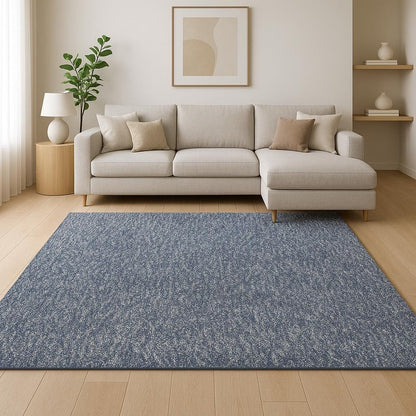 6' Indigo And Ivory Abstract Hand Woven Round Rug