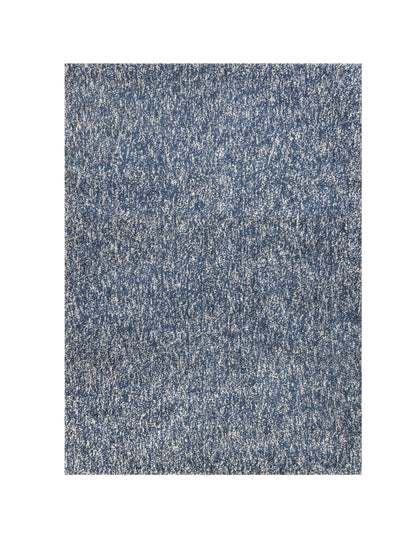 6' Indigo And Ivory Abstract Hand Woven Round Rug