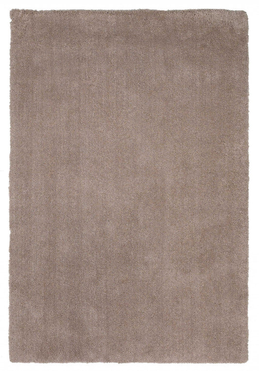 5' X 7' Beige Shag Hand Woven Area Rug