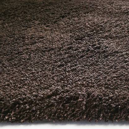 6' Espresso Shag Hand Woven Round Rug