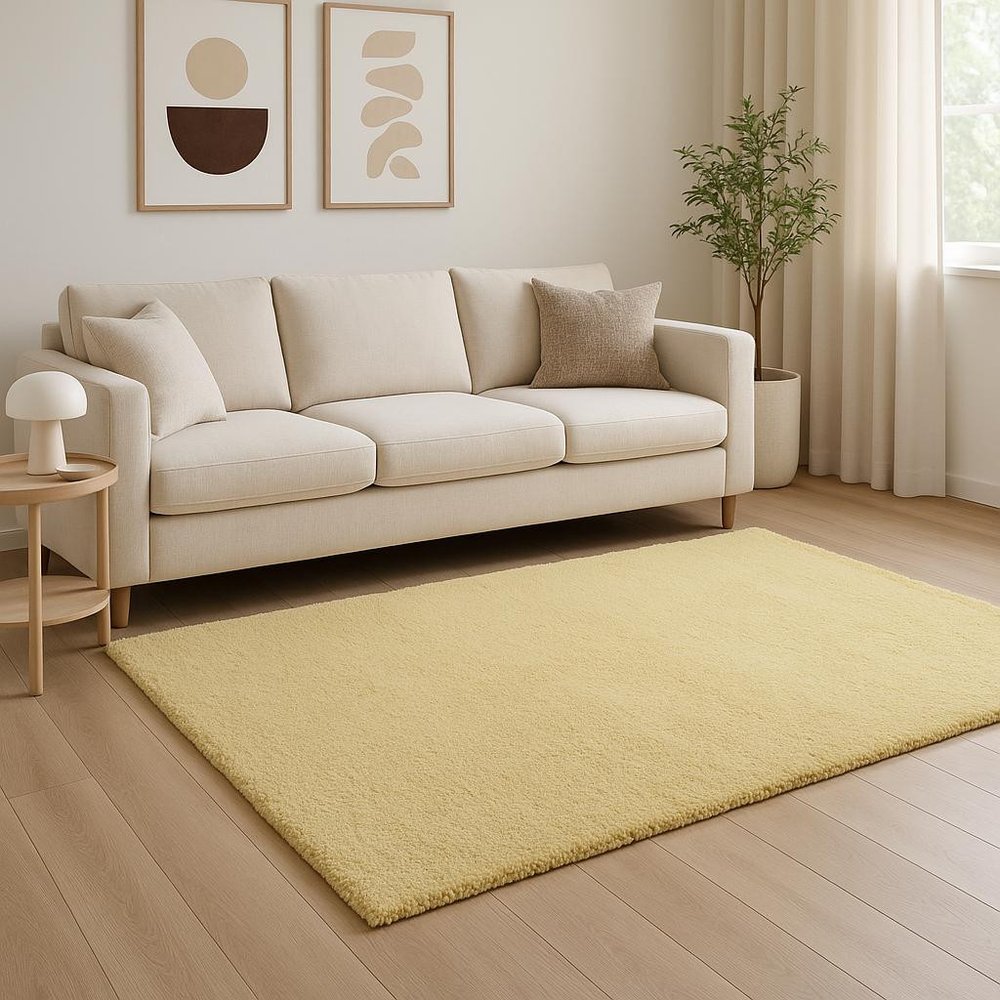 6' Canary Yellow Hand Woven Round Rug