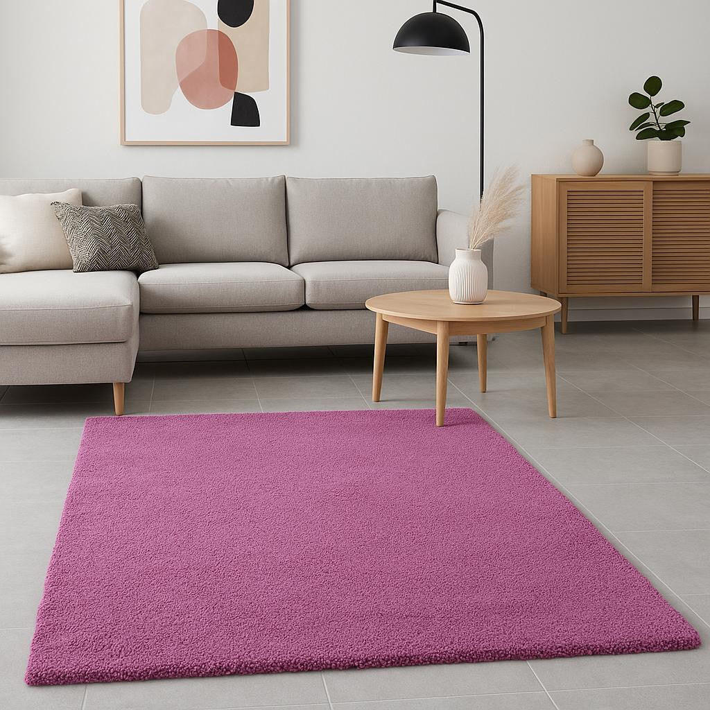 9' X 13' Polyester Hot Pink Area Rug
