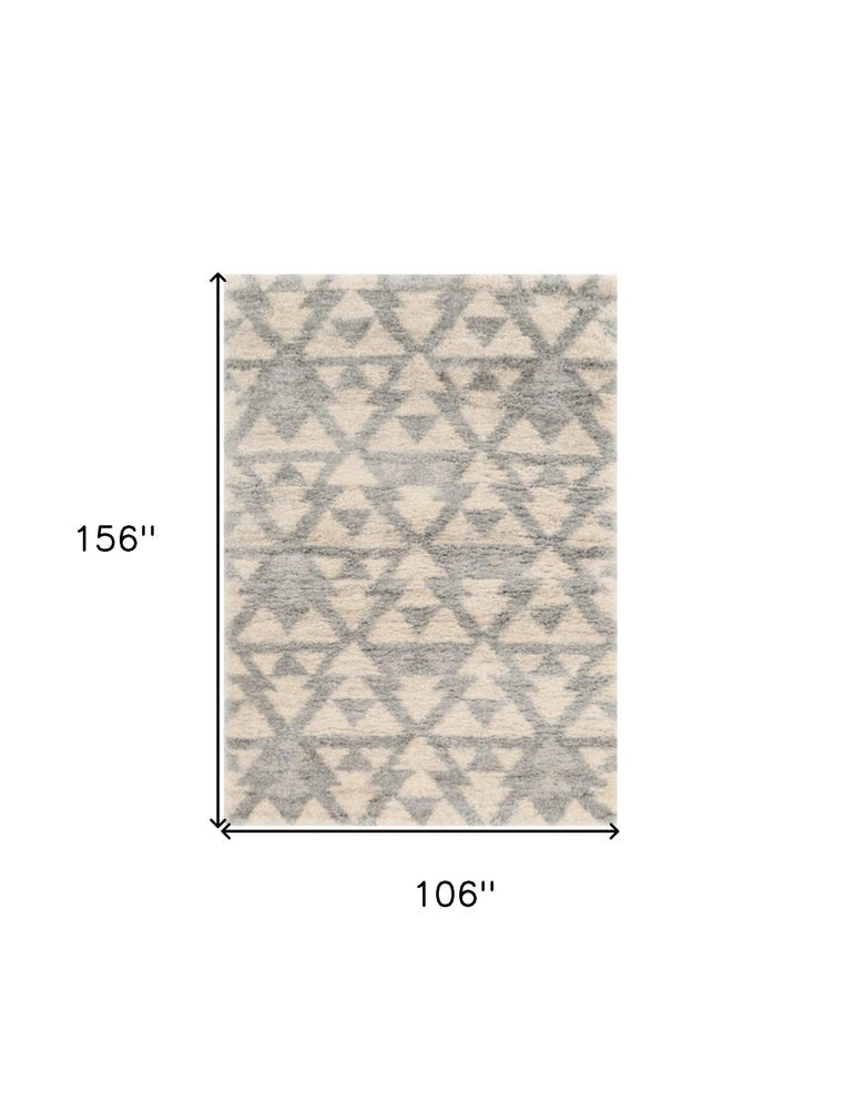 8' X 13' Ivory And Gray Geometric Area Rug