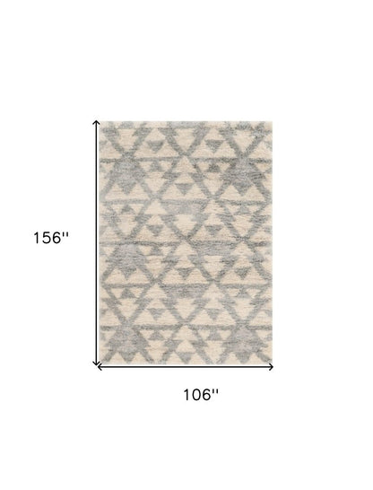 8' X 13' Ivory And Gray Geometric Area Rug