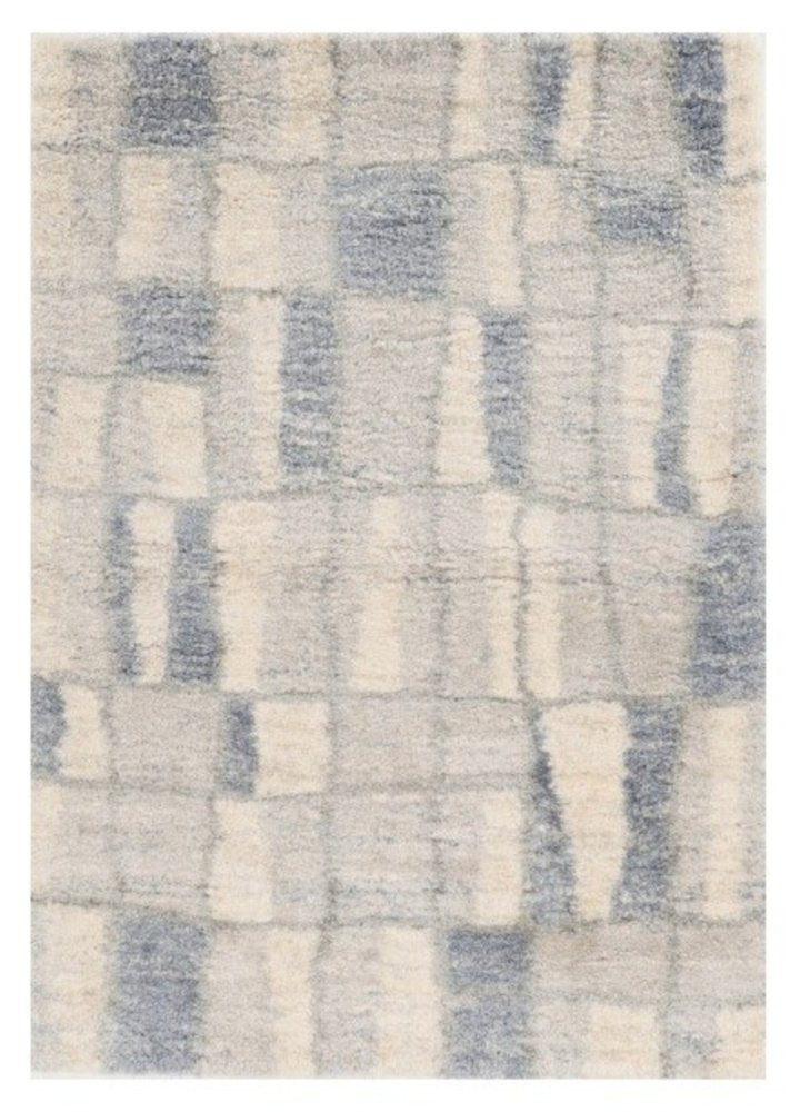 9' X 13' Ivory And Blue Abstract Geometric Area Rug