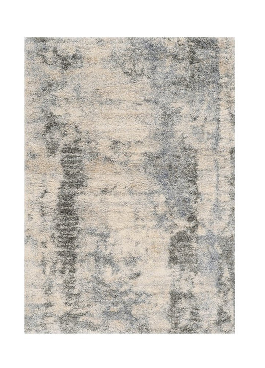 8' X 10' Ivory And Blue Abstract Area Rug
