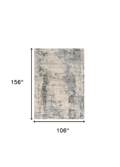 8' X 10' Ivory And Blue Abstract Area Rug