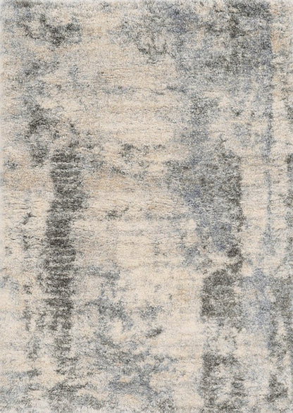 8' X 10' Ivory And Blue Abstract Area Rug