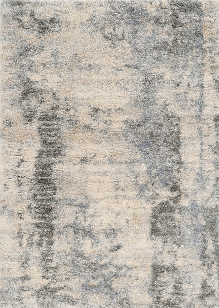 5' X 8' Ivory And Blue Abstract Area Rug