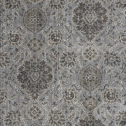 8' X 11' Silver Machine Woven Traditional Floral Indoor Area Rug