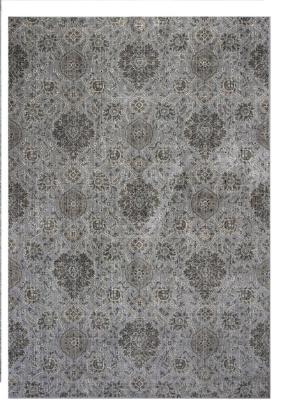 8' X 11' Silver Machine Woven Traditional Floral Indoor Area Rug