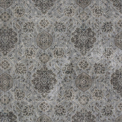 8' X 11' Silver Machine Woven Traditional Floral Indoor Area Rug