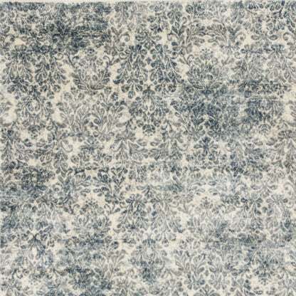 8' X 11' Ivory Blue Machine Woven Damask Indoor Area Rug