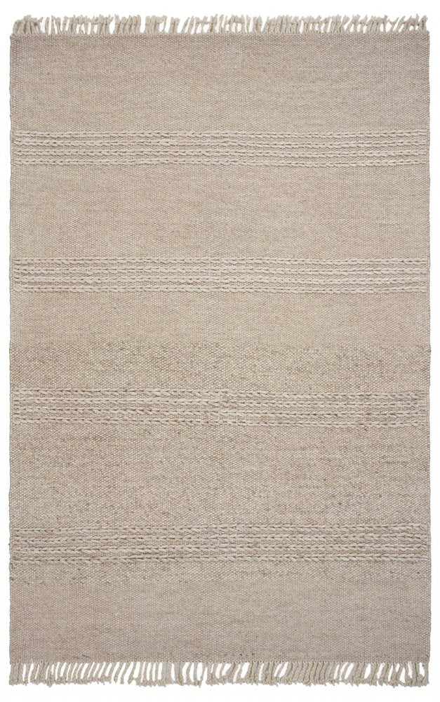 8' X 11' Beige Wool Hand Woven Area Rug