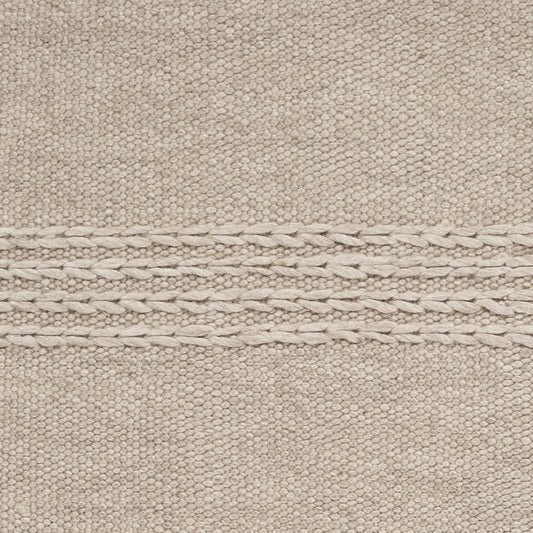 7' X 9' Beige Wool Hand Woven Area Rug