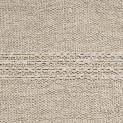 7' X 9' Beige Wool Hand Woven Area Rug