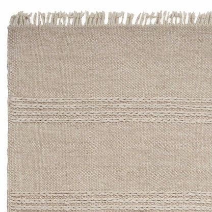 7' X 9' Beige Wool Hand Woven Area Rug