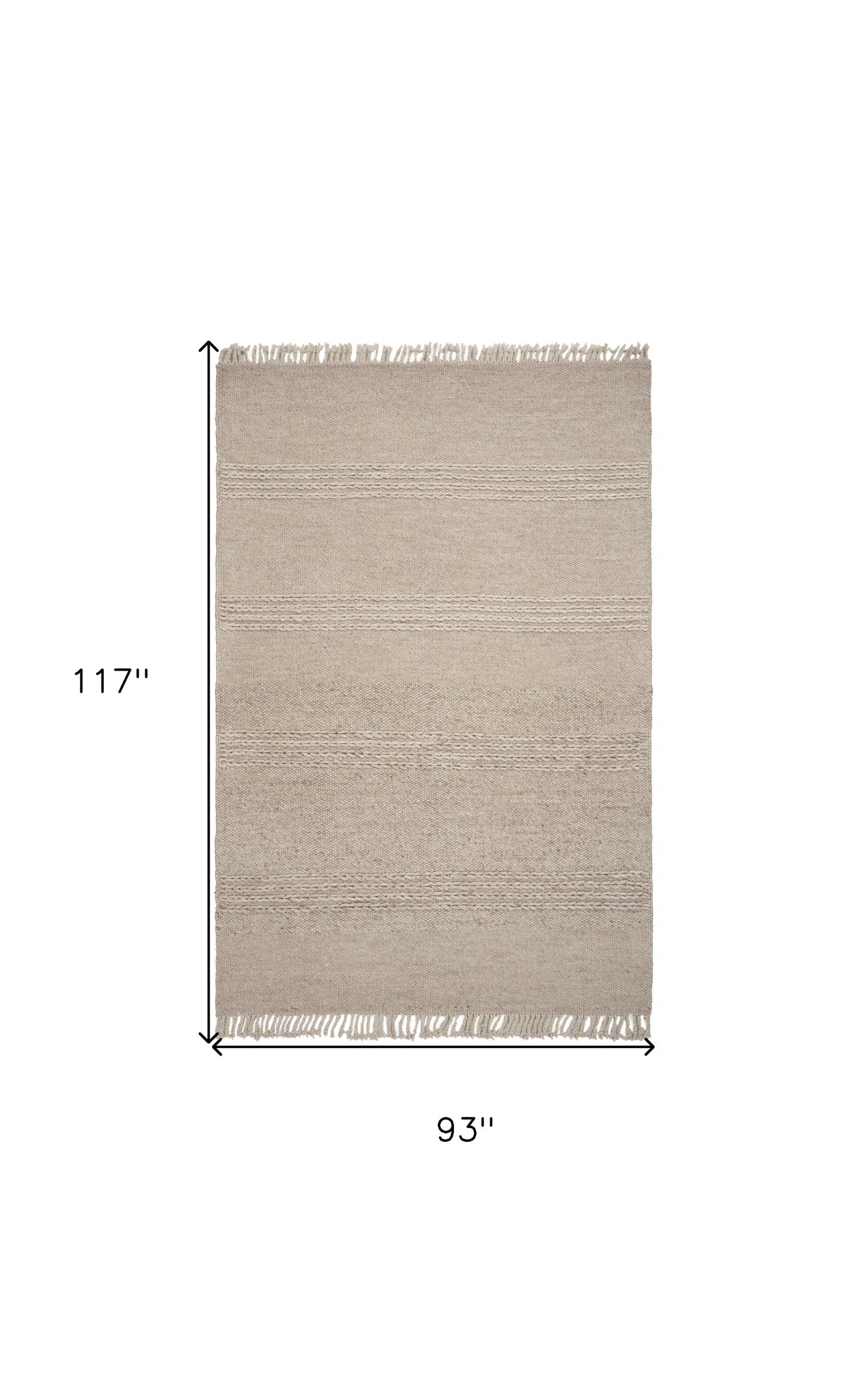 5' X 8' Natural Plain Wool Indoor Area Rug With Fringe