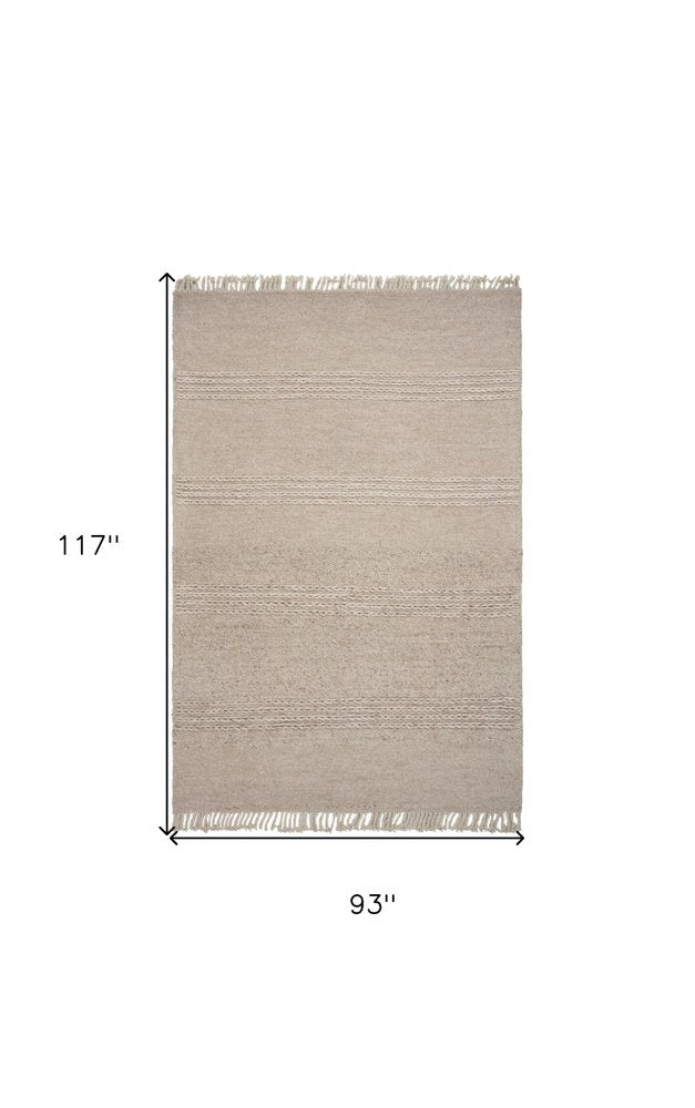 8' X 11' Beige Wool Hand Woven Area Rug