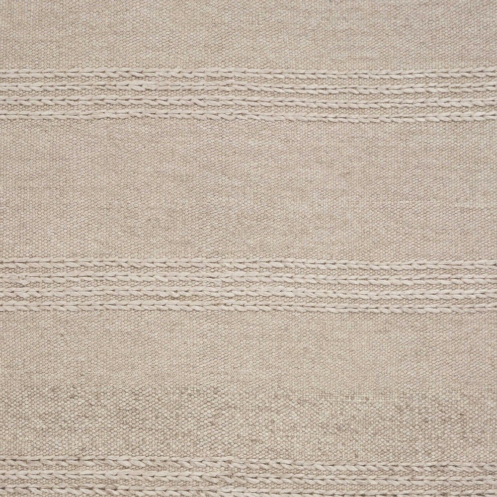 5' X 8' Natural Plain Wool Indoor Area Rug With Fringe