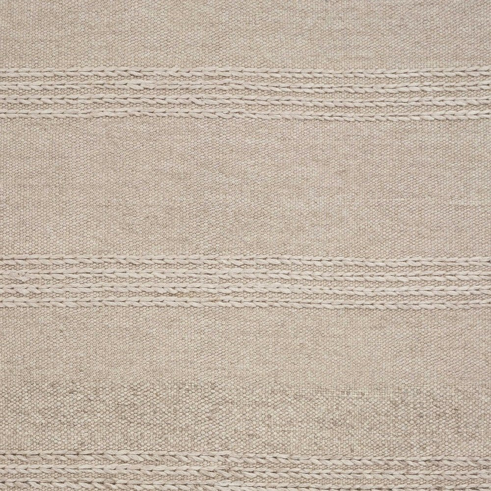 5' X 8' Beige Wool Hand Woven Area Rug With Fringe